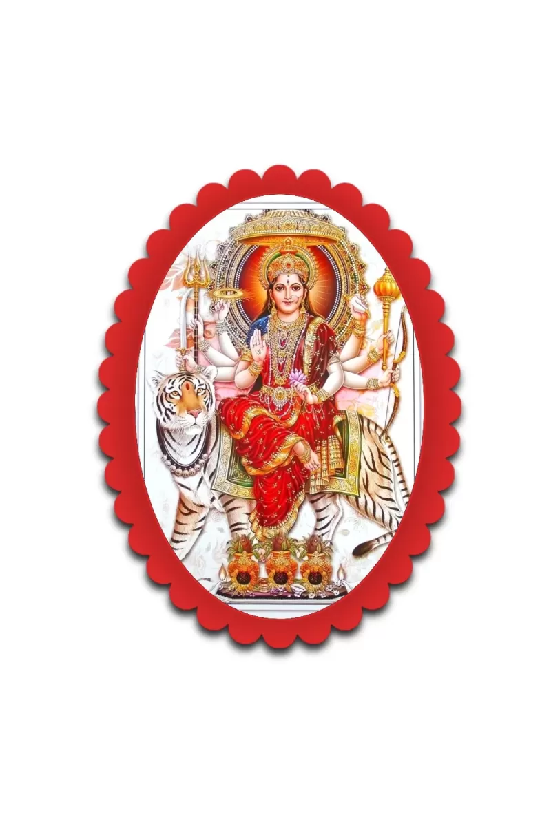 Durga Wall Decorative Showpiece 6 X 8 Inch | 4 MM MDF Wooden Glossy Sublimation Print | Back Hook Wall Hanging | Home Temple & Living Room Decor (F57775)