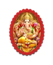 Ganesha Wall Decorative Showpiece 6 X 8 Inch | 4 MM MDF Wooden Glossy Sublimation Print | Back Hook Wall Hanging | Home Temple & Living Room Decor (F57778)