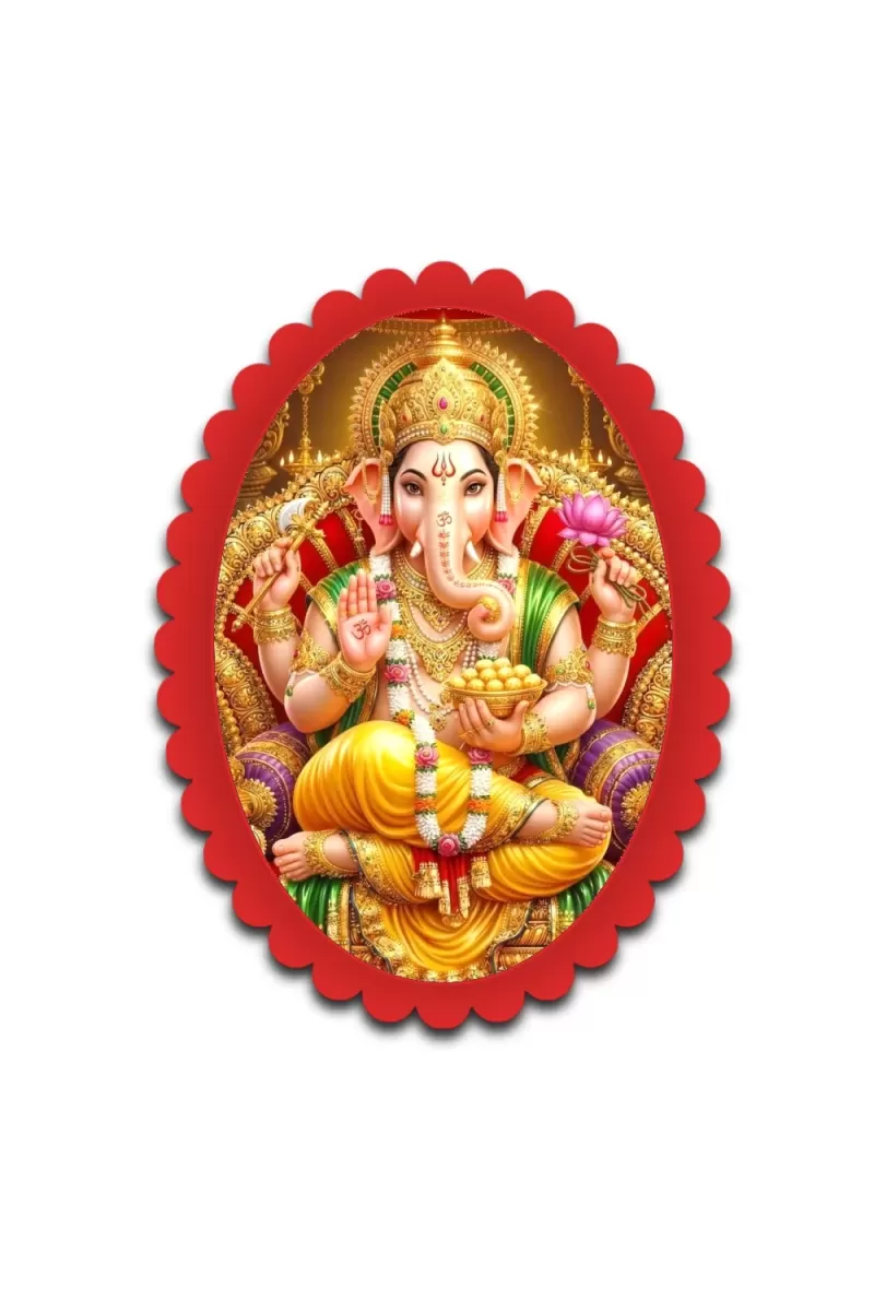 Ganesha Wall Decorative Showpiece 6 X 8 Inch | 4 MM MDF Wooden Glossy Sublimation Print | Back Hook Wall Hanging | Home Temple & Living Room Decor (F57778)