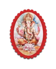 Ganesha Wall Decorative Showpiece 6 X 8 Inch | 4 MM MDF Wooden Glossy Sublimation Print | Back Hook Wall Hanging | Home Temple & Living Room Decor (F57781)