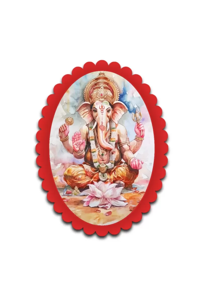 Ganesha Wall Decorative Showpiece 6 X 8 Inch | 4 MM MDF Wooden Glossy Sublimation Print | Back Hook Wall Hanging | Home Temple & Living Room Decor (F57781)