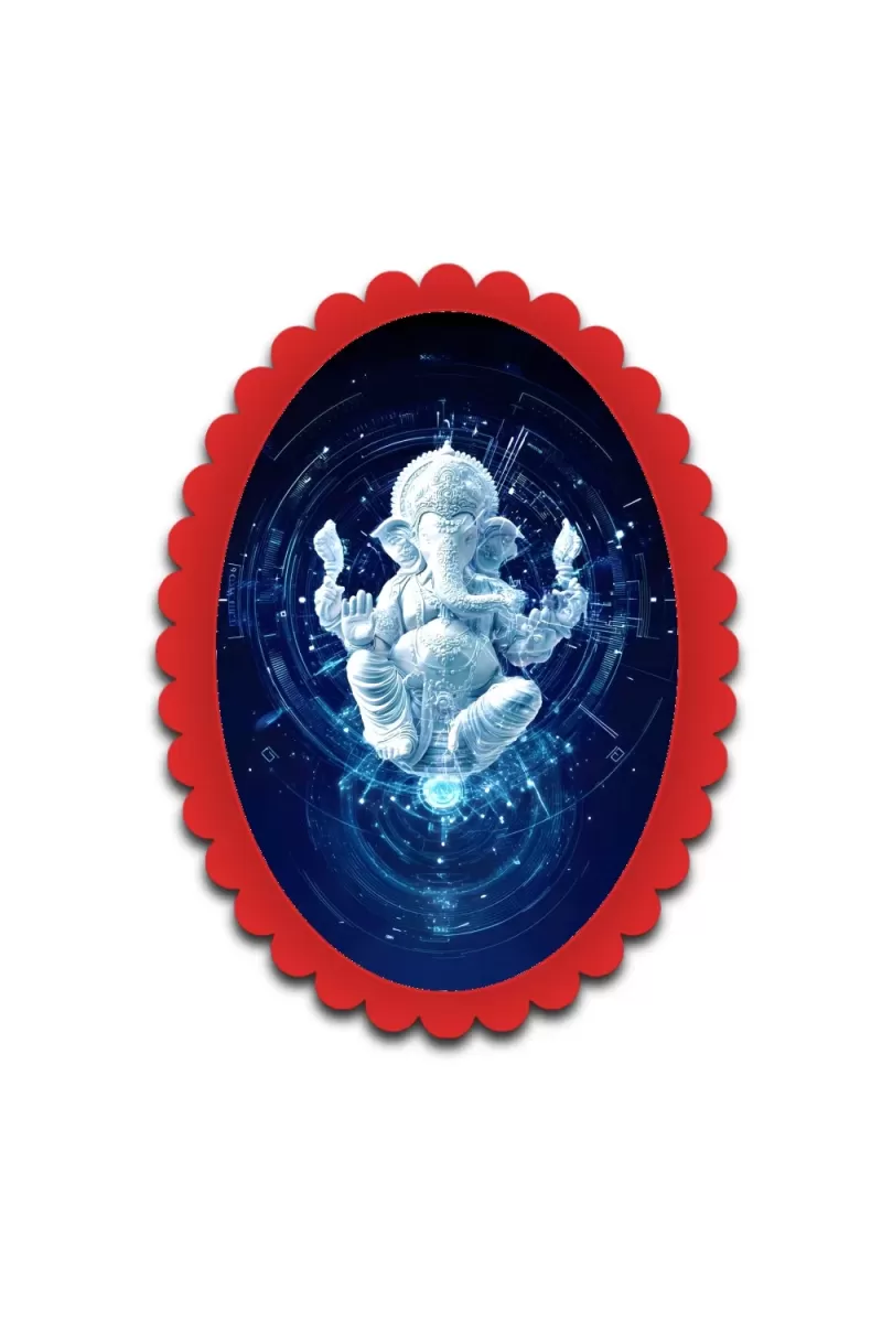 Ganesha Wall Decorative Showpiece 6 X 8 Inch | 4 MM MDF Wooden Glossy Sublimation Print | Back Hook Wall Hanging | Home Temple & Living Room Decor (F57786)
