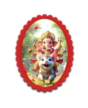 Ganesha Wall Decorative Showpiece 6 X 8 Inch | 4 MM MDF Wooden Glossy Sublimation Print | Back Hook Wall Hanging | Home Temple & Living Room Decor (F57788)