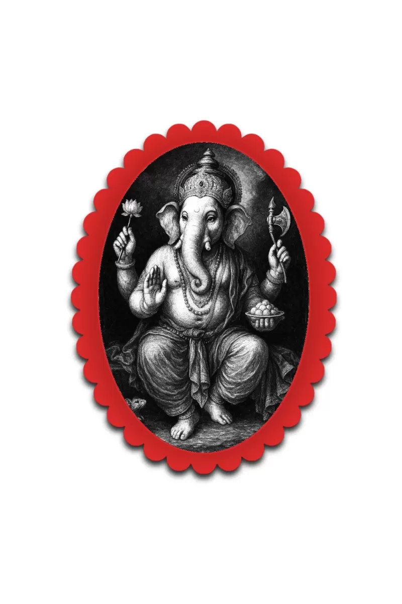 Ganesha Wall Decorative Showpiece 6 X 8 Inch | 4 MM MDF Wooden Glossy Sublimation Print | Back Hook Wall Hanging | Home Temple & Living Room Decor (F57791)