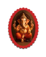 Ganesha Wall Decorative Showpiece 6 X 8 Inch | 4 MM MDF Wooden Glossy Sublimation Print | Back Hook Wall Hanging | Home Temple & Living Room Decor (F57795)