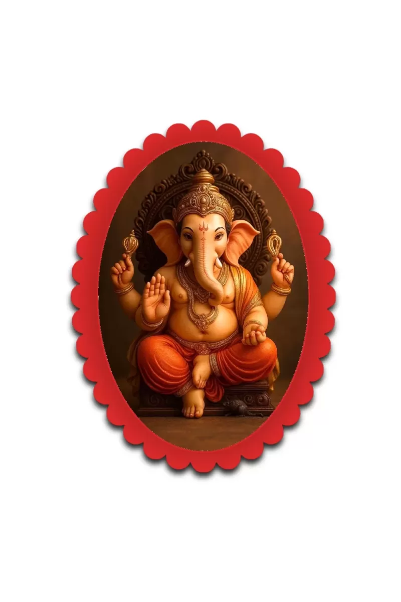 Ganesha Wall Decorative Showpiece 6 X 8 Inch | 4 MM MDF Wooden Glossy Sublimation Print | Back Hook Wall Hanging | Home Temple & Living Room Decor (F57795)