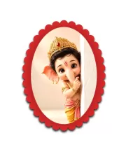 Ganesha Wall Decorative Showpiece 6 X 8 Inch | 4 MM MDF Wooden Glossy Sublimation Print | Back Hook Wall Hanging | Home Temple & Living Room Decor (F57799)