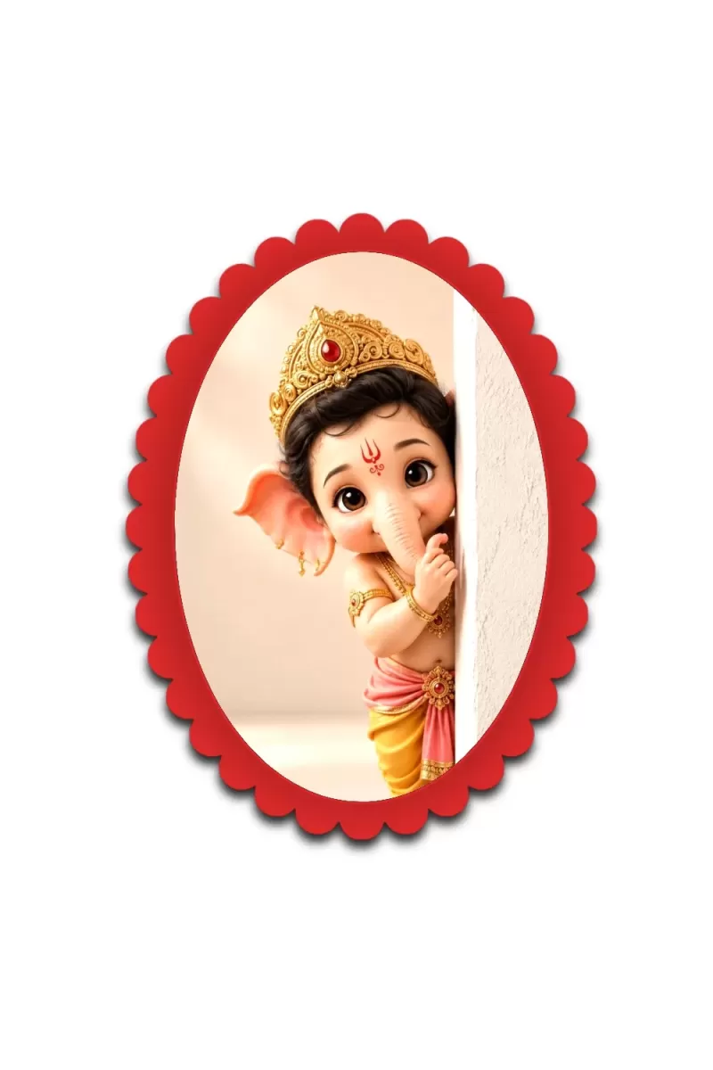 Ganesha Wall Decorative Showpiece 6 X 8 Inch | 4 MM MDF Wooden Glossy Sublimation Print | Back Hook Wall Hanging | Home Temple & Living Room Decor (F57799)
