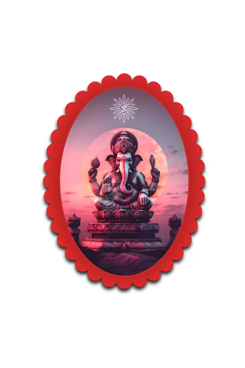 Ganesha Wall Decorative Showpiece 6 X 8 Inch | 4 MM MDF Wooden Glossy Sublimation Print | Back Hook Wall Hanging | Home Temple & Living Room Decor (F57801)