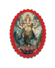 Ganesha Wall Decorative Showpiece 6 X 8 Inch | 4 MM MDF Wooden Glossy Sublimation Print | Back Hook Wall Hanging | Home Temple & Living Room Decor (F57803)