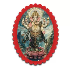 Ganesha Wall Decorative Showpiece 6 X 8 Inch | 4 MM MDF Wooden Glossy Sublimation Print | Back Hook Wall Hanging | Home Temple & Living Room Decor (F57803)