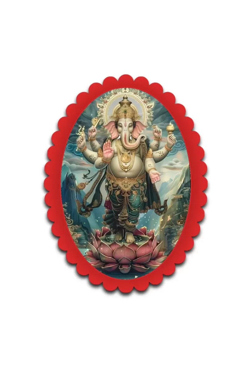 Ganesha Wall Decorative Showpiece 6 X 8 Inch | 4 MM MDF Wooden Glossy Sublimation Print | Back Hook Wall Hanging | Home Temple & Living Room Decor (F57803)