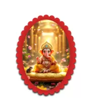 Ganesha Wall Decorative Showpiece 6 X 8 Inch | 4 MM MDF Wooden Glossy Sublimation Print | Back Hook Wall Hanging | Home Temple & Living Room Decor (F57807)