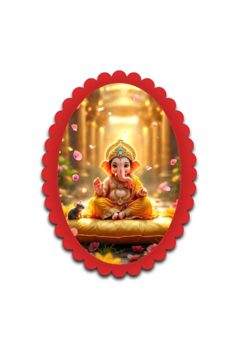 Ganesha Wall Decorative Showpiece 6 X 8 Inch | 4 MM MDF Wooden Glossy Sublimation Print | Back Hook Wall Hanging | Home Temple & Living Room Decor (F57807)