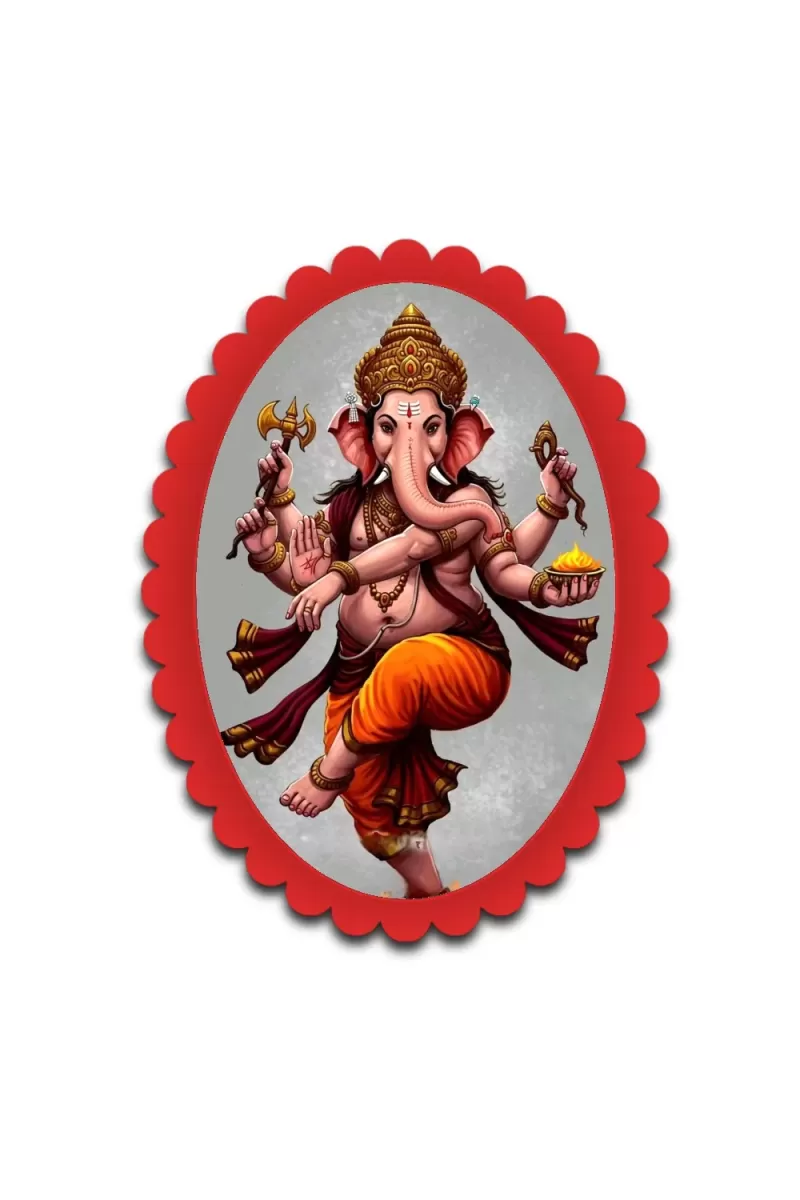 Ganesha Wall Decorative Showpiece 6 X 8 Inch | 4 MM MDF Wooden Glossy Sublimation Print | Back Hook Wall Hanging | Home Temple & Living Room Decor (F57813)