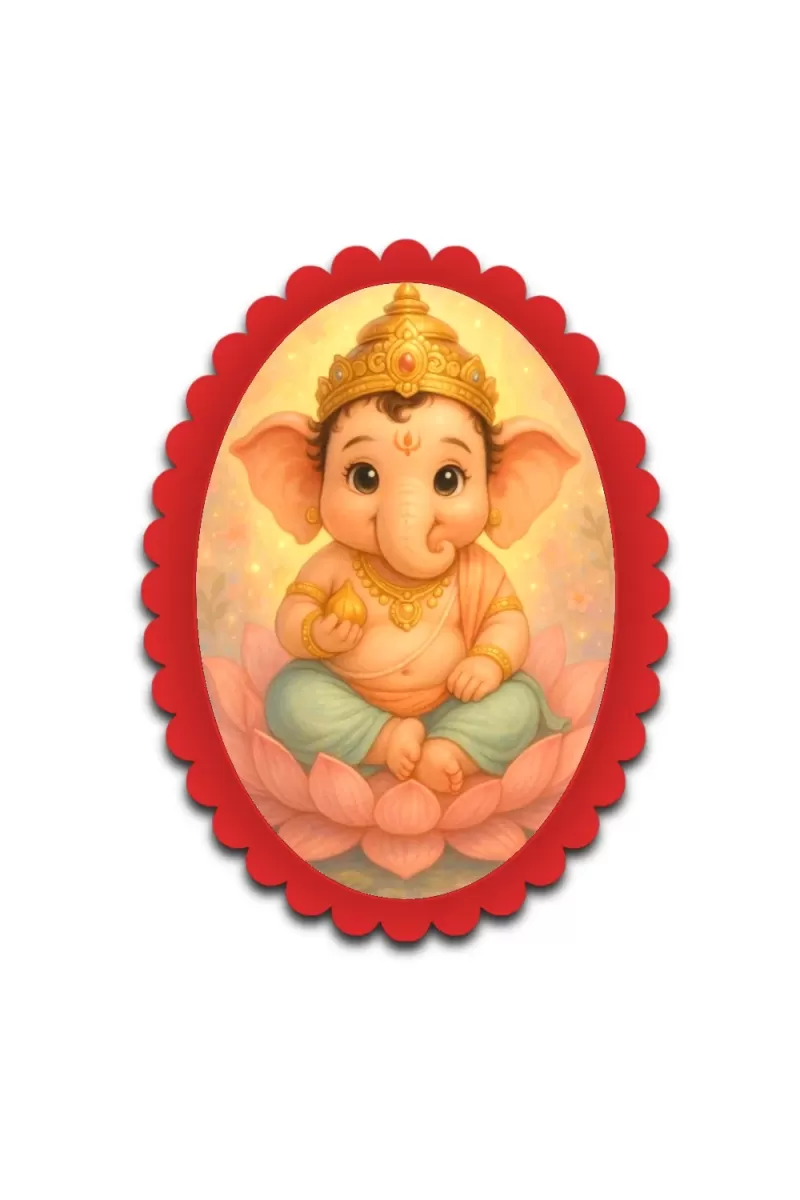 Ganesha Wall Decorative Showpiece 6 X 8 Inch | 4 MM MDF Wooden Glossy Sublimation Print | Back Hook Wall Hanging | Home Temple & Living Room Decor (F57815)