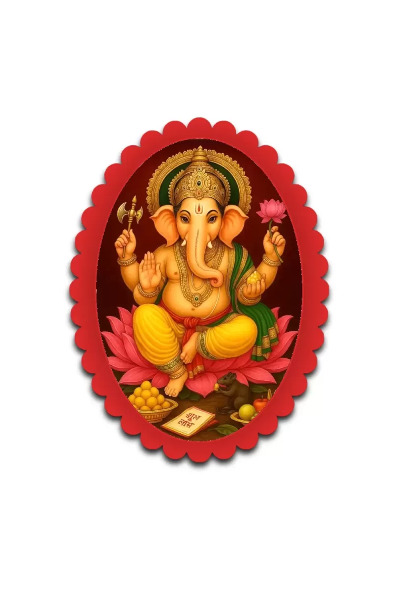 Ganesha Wall Decorative Showpiece 6 X 8 Inch | 4 MM MDF Wooden Glossy Sublimation Print | Back Hook Wall Hanging | Home Temple & Living Room Decor (F57824)