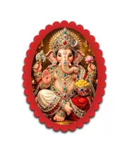 Ganesha Wall Decorative Showpiece 6 X 8 Inch | 4 MM MDF Wooden Glossy Sublimation Print | Back Hook Wall Hanging | Home Temple & Living Room Decor (F57825)