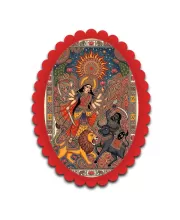 Durga Wall Decorative Showpiece 6 X 8 Inch | 4 MM MDF Wooden Glossy Sublimation Print | Back Hook Wall Hanging | Home Temple & Living Room Decor (F57826)