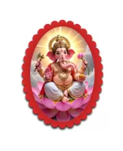 Ganesha Wall Decorative Showpiece 6 X 8 Inch | 4 MM MDF Wooden Glossy Sublimation Print | Back Hook Wall Hanging | Home Temple & Living Room Decor (F57827)