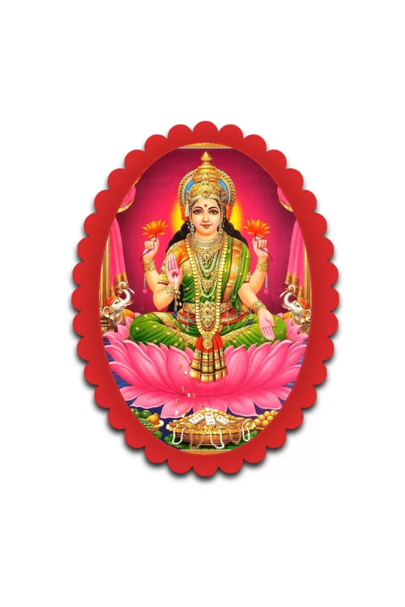 Lakshmi Wall Decorative Showpiece 6 X 8 Inch | 4 MM MDF Wooden Glossy Sublimation Print | Back Hook Wall Hanging | Home Temple & Living Room Decor (F57830)