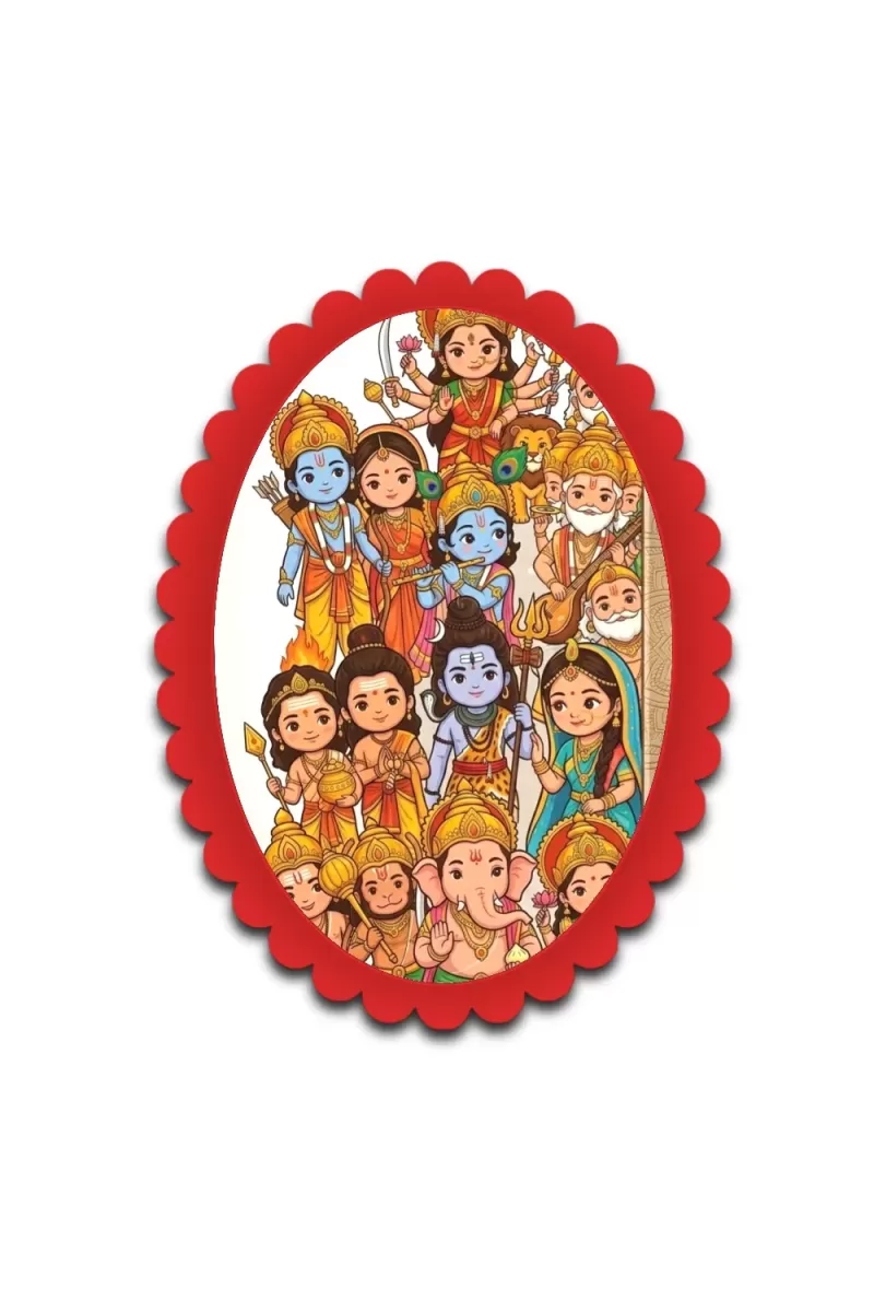 Hindu Deities Wall Decorative Showpiece 6 X 8 Inch | 4 MM MDF Wooden Glossy Sublimation Print | Back Hook Wall Hanging | Home Temple & Living Room Decor (F57831)
