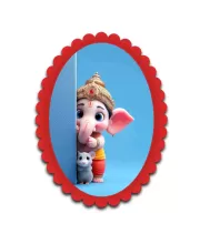 Ganesha Wall Decorative Showpiece 6 X 8 Inch | 4 MM MDF Wooden Glossy Sublimation Print | Back Hook Wall Hanging | Home Temple & Living Room Decor (F57835)
