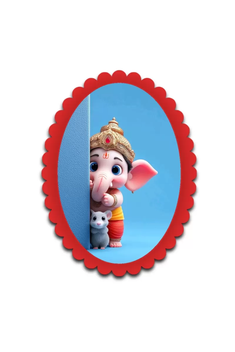 Ganesha Wall Decorative Showpiece 6 X 8 Inch | 4 MM MDF Wooden Glossy Sublimation Print | Back Hook Wall Hanging | Home Temple & Living Room Decor (F57835)