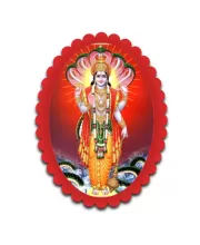 Vishnu Wall Decorative Showpiece 6 X 8 Inch | 4 MM MDF Wooden Glossy Sublimation Print | Back Hook Wall Hanging | Home Temple & Living Room Decor (F57838)