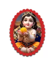 Lord Krishna Wall Decorative Showpiece 6 X 8 Inch | 4 MM MDF Wooden Glossy Sublimation Print | Back Hook Wall Hanging | Home Temple & Living Room Decor (F57842)