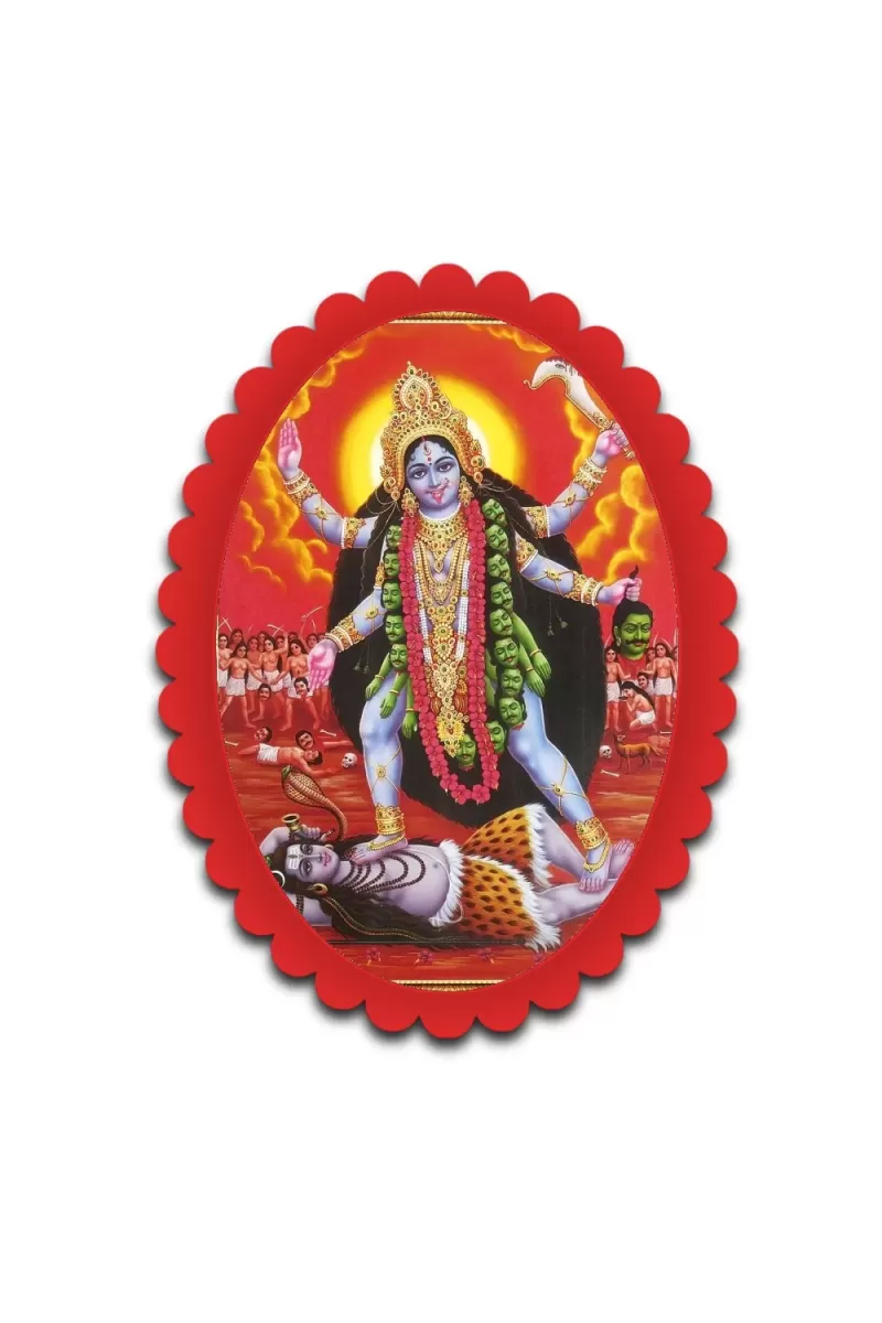 Kali Wall Decorative Showpiece 6 X 8 Inch | 4 MM MDF Wooden Glossy Sublimation Print | Back Hook Wall Hanging | Home Temple & Living Room Decor (F57843)