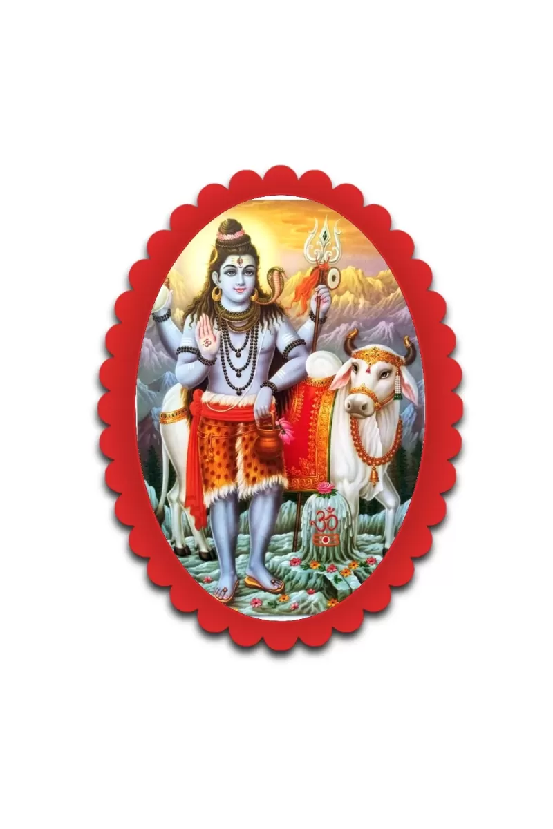 Shiva Wall Decorative Showpiece 6 X 8 Inch | 4 MM MDF Wooden Glossy Sublimation Print | Back Hook Wall Hanging | Home Temple & Living Room Decor (F57858)