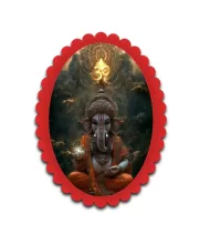 Ganesha Wall Decorative Showpiece 6 X 8 Inch | 4 MM MDF Wooden Glossy Sublimation Print | Back Hook Wall Hanging | Home Temple & Living Room Decor (F57861)