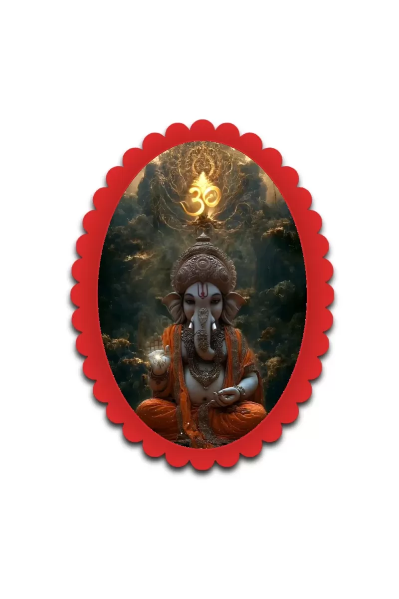 Ganesha Wall Decorative Showpiece 6 X 8 Inch | 4 MM MDF Wooden Glossy Sublimation Print | Back Hook Wall Hanging | Home Temple & Living Room Decor (F57861)