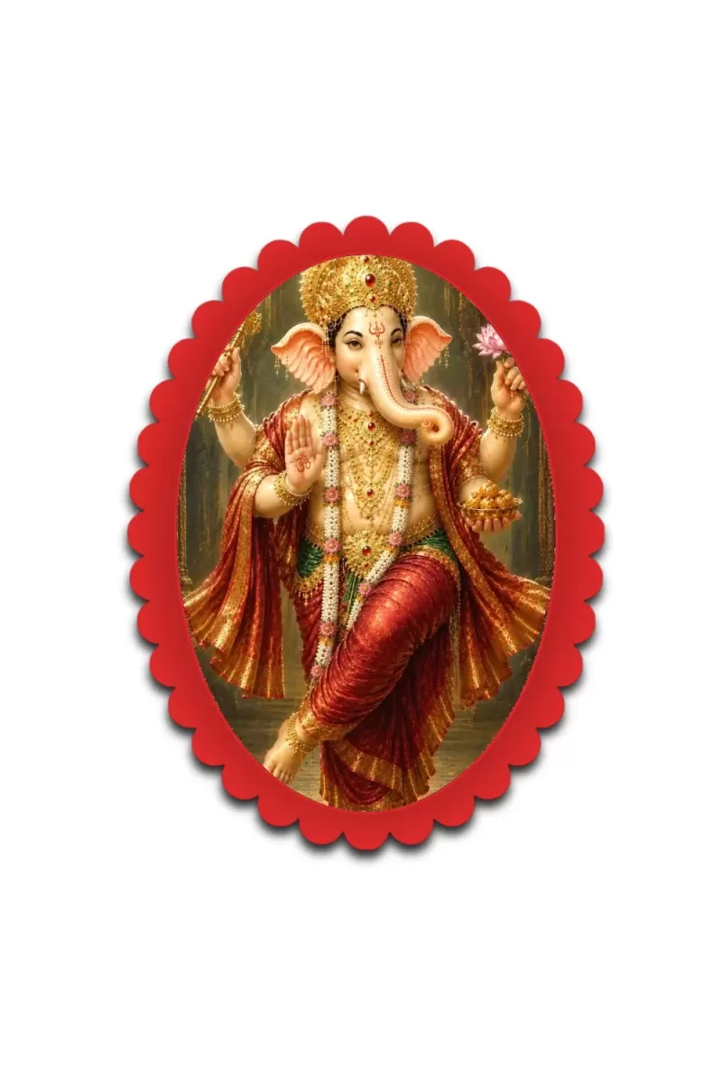 Ganesha Wall Decorative Showpiece 6 X 8 Inch | 4 MM MDF Wooden Glossy Sublimation Print | Back Hook Wall Hanging | Home Temple & Living Room Decor (F57863)