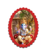 Ganesha Wall Decorative Showpiece 6 X 8 Inch | 4 MM MDF Wooden Glossy Sublimation Print | Back Hook Wall Hanging | Home Temple & Living Room Decor (F57864)