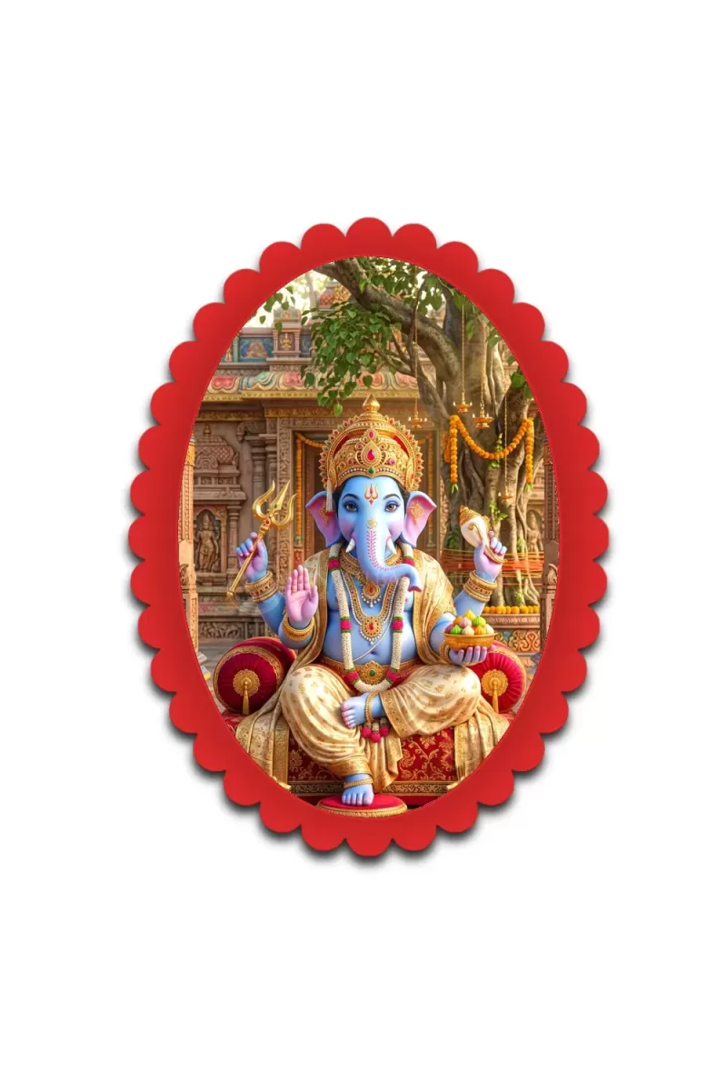 Ganesha Wall Decorative Showpiece 6 X 8 Inch | 4 MM MDF Wooden Glossy Sublimation Print | Back Hook Wall Hanging | Home Temple & Living Room Decor (F57864)