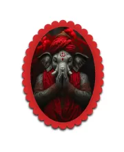 Ganesha Wall Decorative Showpiece 6 X 8 Inch | 4 MM MDF Wooden Glossy Sublimation Print | Back Hook Wall Hanging | Home Temple & Living Room Decor (F57869)