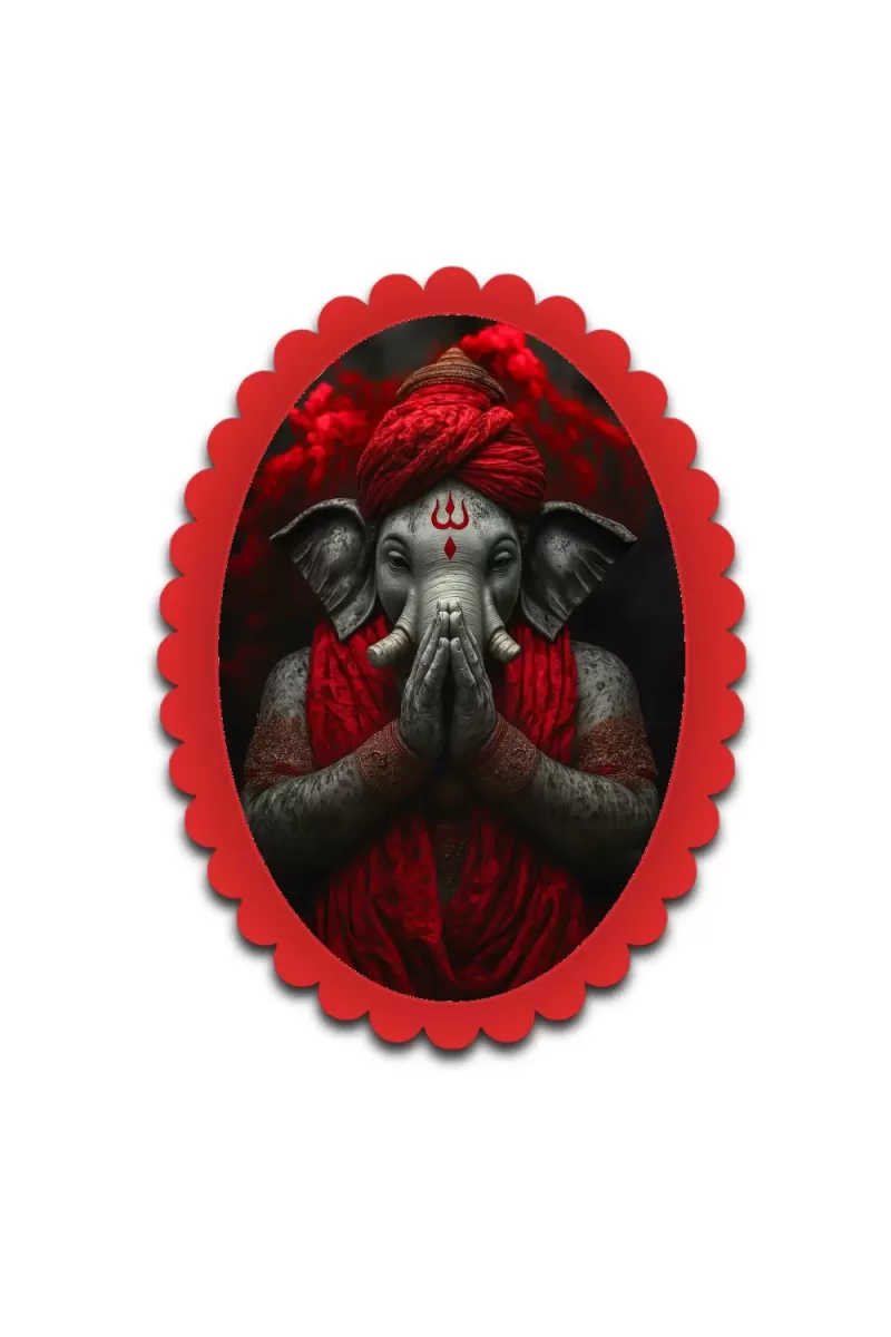 Ganesha Wall Decorative Showpiece 6 X 8 Inch | 4 MM MDF Wooden Glossy Sublimation Print | Back Hook Wall Hanging | Home Temple & Living Room Decor (F57869)