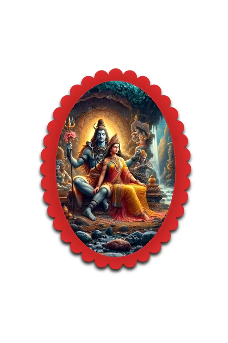 Shiva Wall Decorative Showpiece 6 X 8 Inch | 4 MM MDF Wooden Glossy Sublimation Print | Back Hook Wall Hanging | Home Temple & Living Room Decor (F57871)