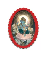 Ganesha Wall Decorative Showpiece 6 X 8 Inch | 4 MM MDF Wooden Glossy Sublimation Print | Back Hook Wall Hanging | Home Temple & Living Room Decor (F57879)