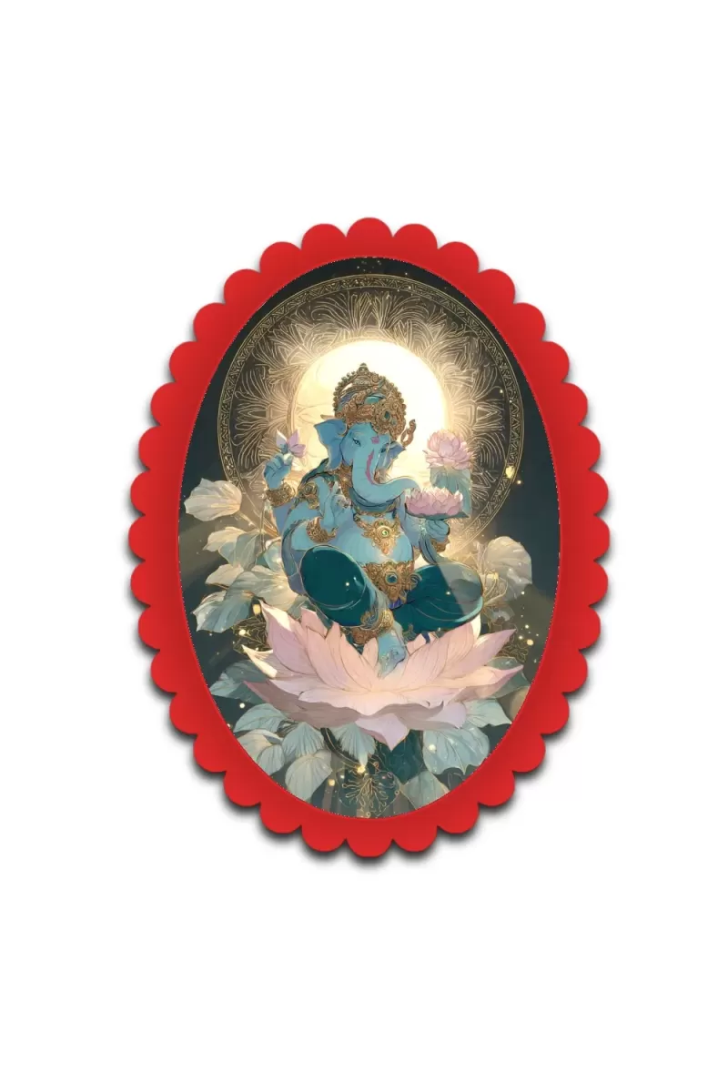 Ganesha Wall Decorative Showpiece 6 X 8 Inch | 4 MM MDF Wooden Glossy Sublimation Print | Back Hook Wall Hanging | Home Temple & Living Room Decor (F57879)
