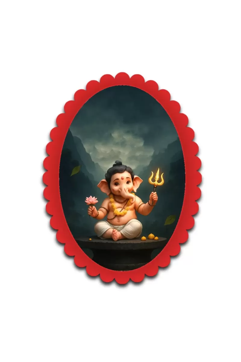 Ganesha Wall Decorative Showpiece 6 X 8 Inch | 4 MM MDF Wooden Glossy Sublimation Print | Back Hook Wall Hanging | Home Temple & Living Room Decor (F57883)