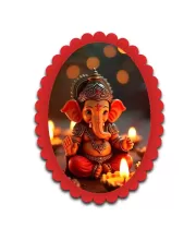 Ganesha Wall Decorative Showpiece 6 X 8 Inch | 4 MM MDF Wooden Glossy Sublimation Print | Back Hook Wall Hanging | Home Temple & Living Room Decor (F57887)