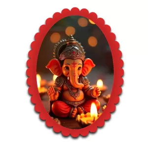 Ganesha Wall Decorative Showpiece 6 X 8 Inch | 4 MM MDF Wooden Glossy Sublimation Print | Back Hook Wall Hanging | Home Temple & Living Room Decor (F57887)