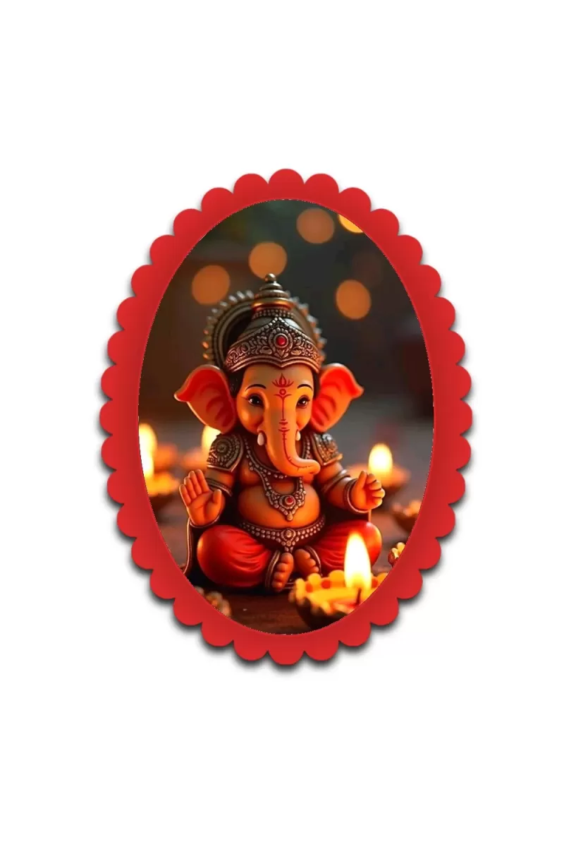 Ganesha Wall Decorative Showpiece 6 X 8 Inch | 4 MM MDF Wooden Glossy Sublimation Print | Back Hook Wall Hanging | Home Temple & Living Room Decor (F57887)