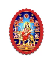 Durga Wall Decorative Showpiece 6 X 8 Inch | 4 MM MDF Wooden Glossy Sublimation Print | Back Hook Wall Hanging | Home Temple & Living Room Decor (F57888)