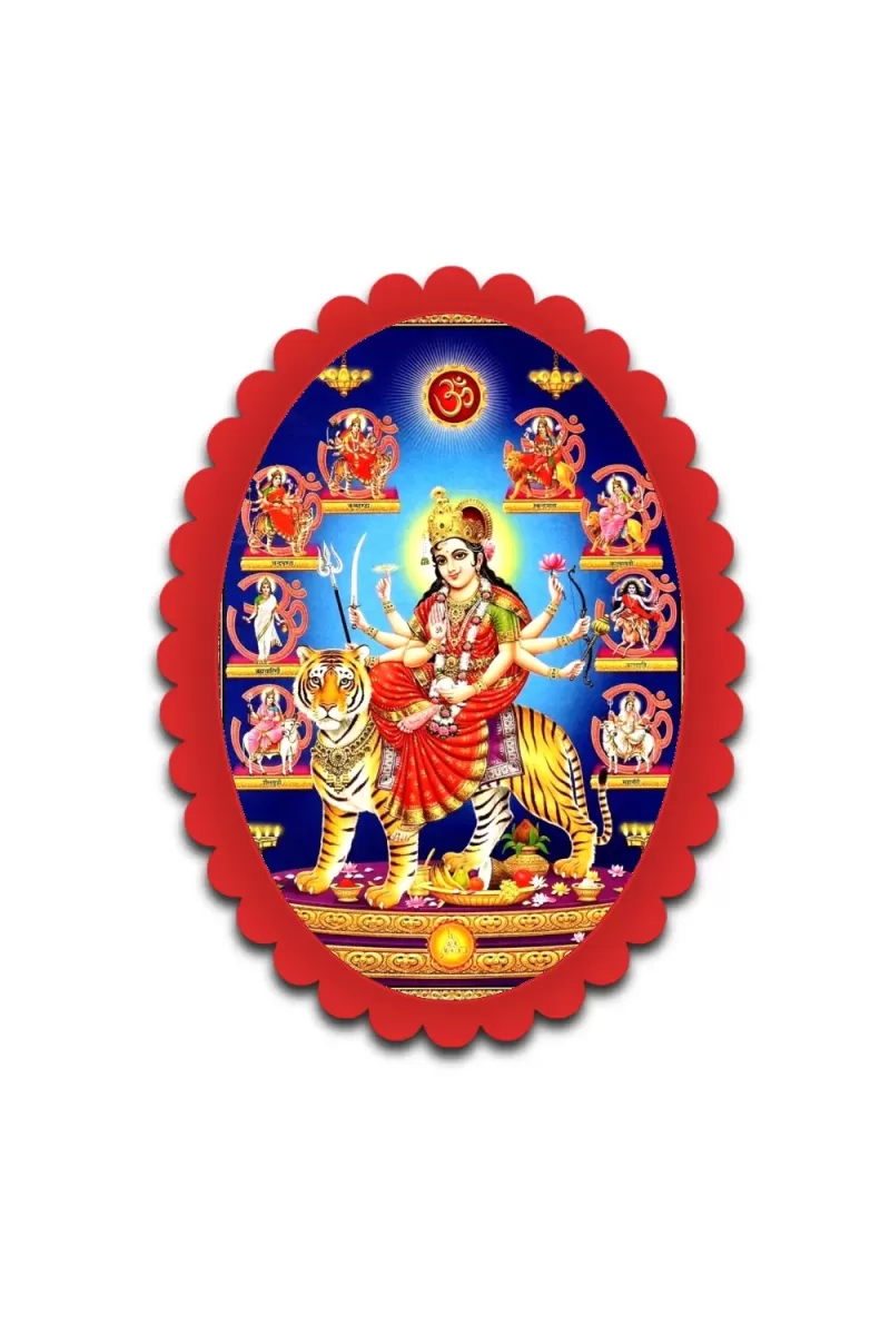 Durga Wall Decorative Showpiece 6 X 8 Inch | 4 MM MDF Wooden Glossy Sublimation Print | Back Hook Wall Hanging | Home Temple & Living Room Decor (F57888)