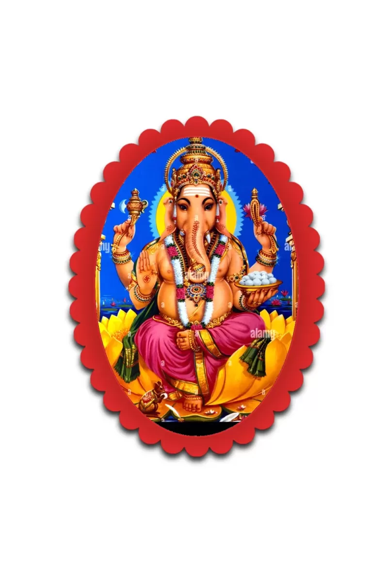 Ganesha Wall Decorative Showpiece 6 X 8 Inch | 4 MM MDF Wooden Glossy Sublimation Print | Back Hook Wall Hanging | Home Temple & Living Room Decor (F57890)