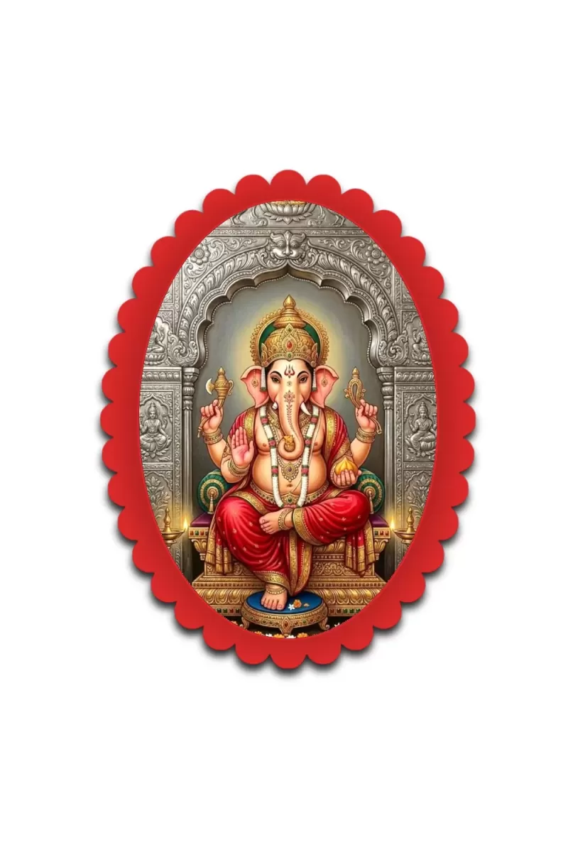 Ganesha Wall Decorative Showpiece 6 X 8 Inch | 4 MM MDF Wooden Glossy Sublimation Print | Back Hook Wall Hanging | Home Temple & Living Room Decor (F57896)